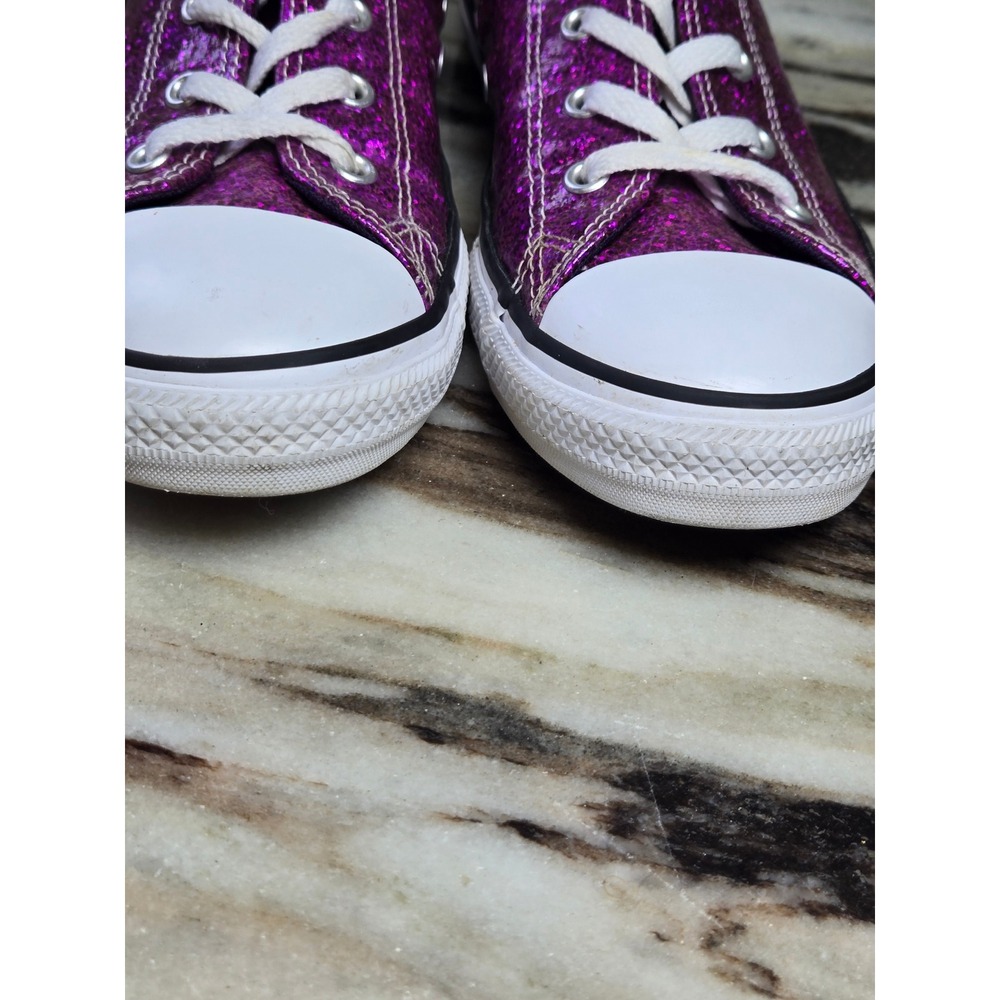 Converse Chuck Taylor All Star Purple Glitter Low  Sneakers Junior Sparkly Eu 36 - Picture 3 of 10
